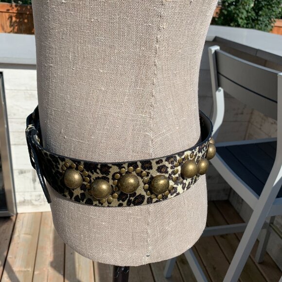 Vintage Leopard Print Belt with Gold Accents - Picture 4 of 13